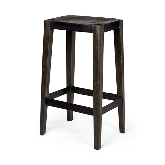 Mercana - Nell 30" Seat Height Black Metal Seat & Foot Rest With Black Wood Legs Stool - 69007 view 1