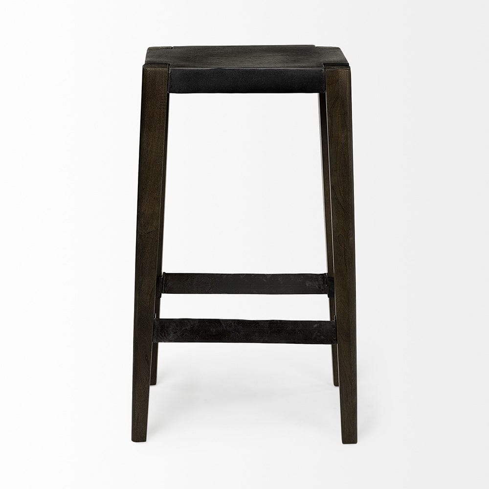 Mercana - Nell 30" Seat Height Black Metal Seat & Foot Rest With Black Wood Legs Stool - 69007 view 2