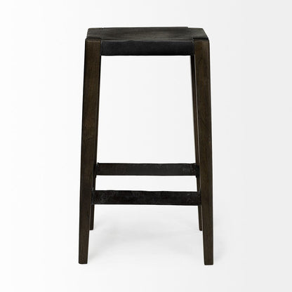 Mercana - Nell 30" Seat Height Black Metal Seat & Foot Rest With Black Wood Legs Stool - 69007 view 2