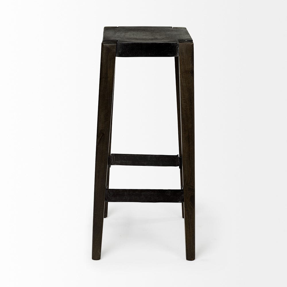Mercana - Nell 30" Seat Height Black Metal Seat & Foot Rest With Black Wood Legs Stool - 69007 view 3