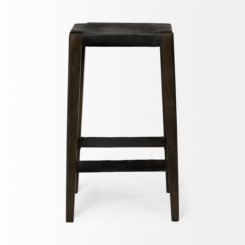 Mercana - Nell 30" Seat Height Black Metal Seat & Foot Rest With Black Wood Legs Stool - 69007 view 4