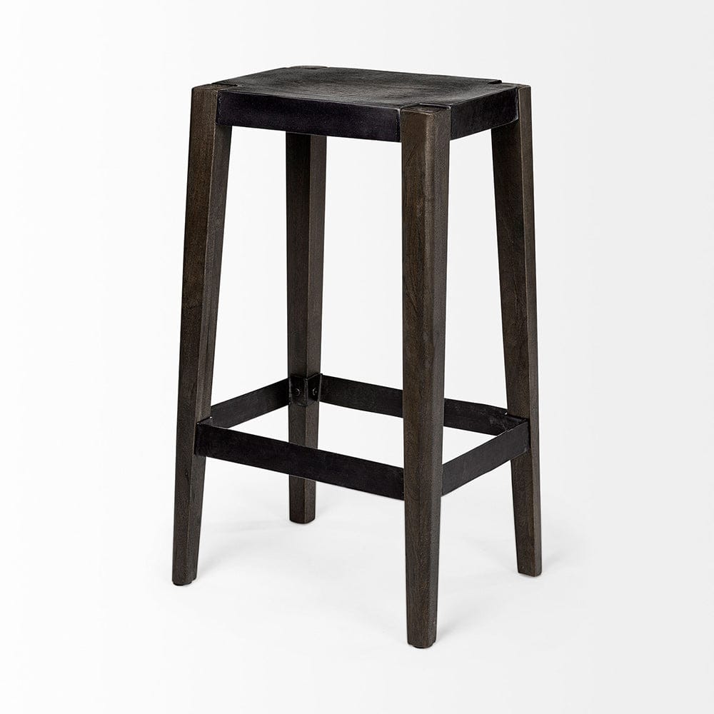 Mercana - Nell 30" Seat Height Black Metal Seat & Foot Rest With Black Wood Legs Stool - 69007 view 5