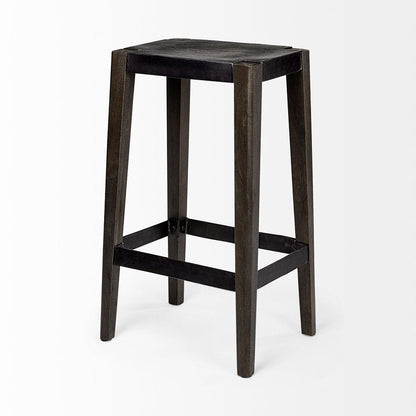 Mercana - Nell 30" Seat Height Black Metal Seat & Foot Rest With Black Wood Legs Stool - 69007 view 5