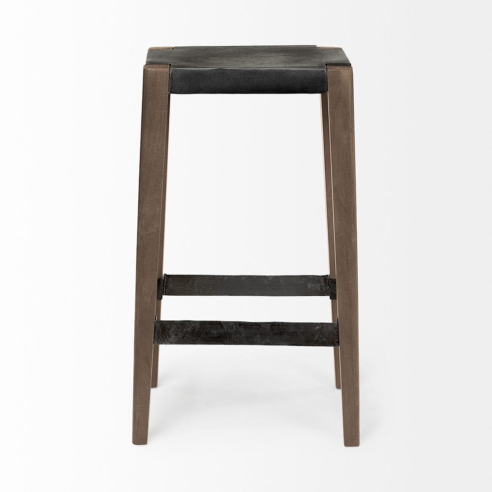 Mercana - Nell 30" Seat Height Black Metal Seat & Foot Rest With Brown Wood Legs Stool - 50508 view 2