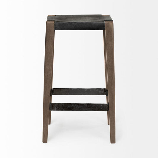 Mercana - Nell 30" Seat Height Black Metal Seat & Foot Rest With Brown Wood Legs Stool - 50508 view 2