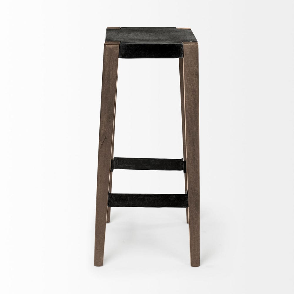 Mercana - Nell 30" Seat Height Black Metal Seat & Foot Rest With Brown Wood Legs Stool - 50508 view 5