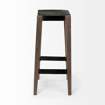 Mercana - Nell 30" Seat Height Black Metal Seat & Foot Rest With Brown Wood Legs Stool - 50508 view 5