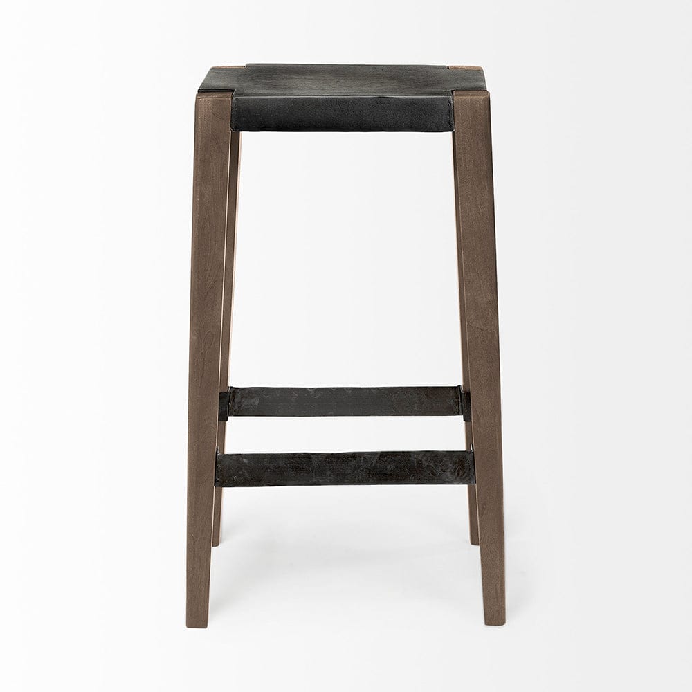 Mercana - Nell 30" Seat Height Black Metal Seat & Foot Rest With Brown Wood Legs Stool - 50508 view 6