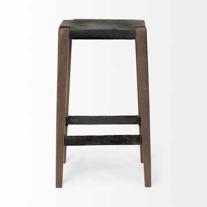 Mercana - Nell 30" Seat Height Black Metal Seat & Foot Rest With Brown Wood Legs Stool - 50508 view 6