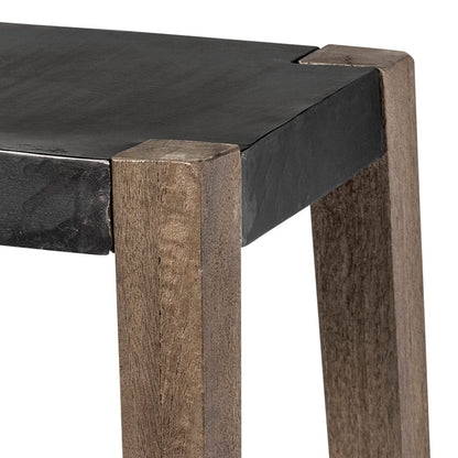 Mercana - Nell 30" Seat Height Black Metal Seat & Foot Rest With Brown Wood Legs Stool - 50508 view 8
