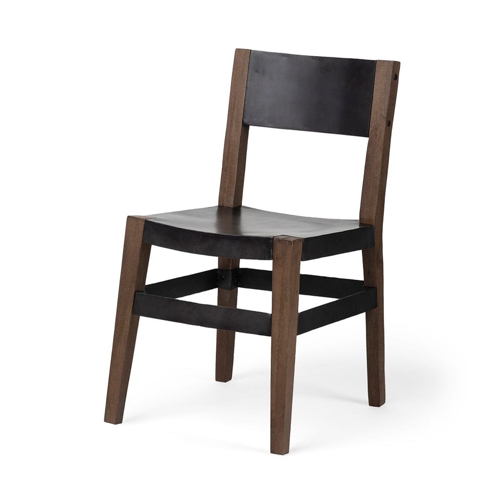 Mercana - Nell I Black Iron Seat Solid Brown Wooden Base Dining Chair - 67847 view 1