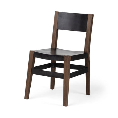 Mercana - Nell I Black Iron Seat Solid Brown Wooden Base Dining Chair - 67847 view 1
