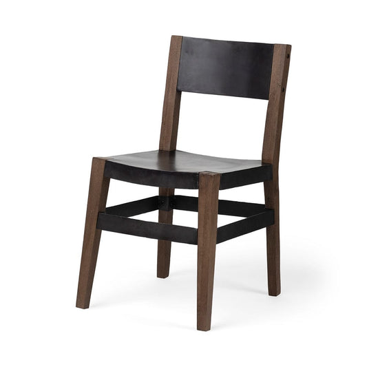 Mercana - Nell I Black Iron Seat Solid Brown Wooden Base Dining Chair - 67847 view 1