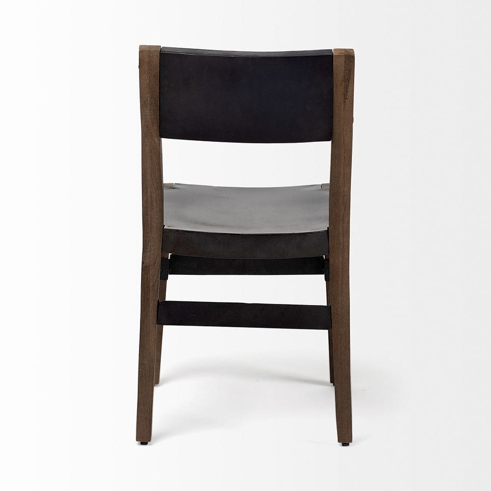 Mercana - Nell I Black Iron Seat Solid Brown Wooden Base Dining Chair - 67847 view 3