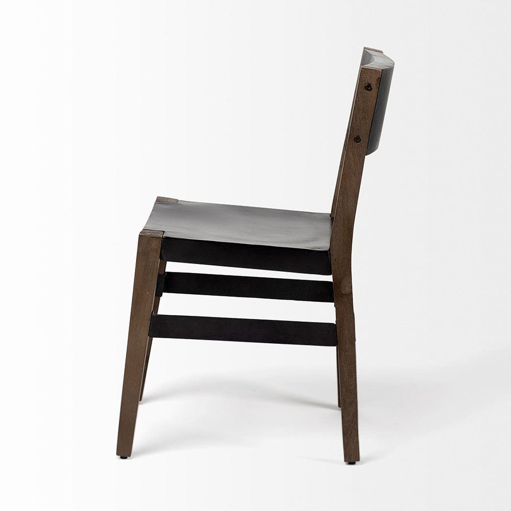 Mercana - Nell I Black Iron Seat Solid Brown Wooden Base Dining Chair - 67847 view 4