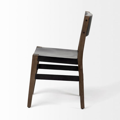 Mercana - Nell I Black Iron Seat Solid Brown Wooden Base Dining Chair - 67847 view 4