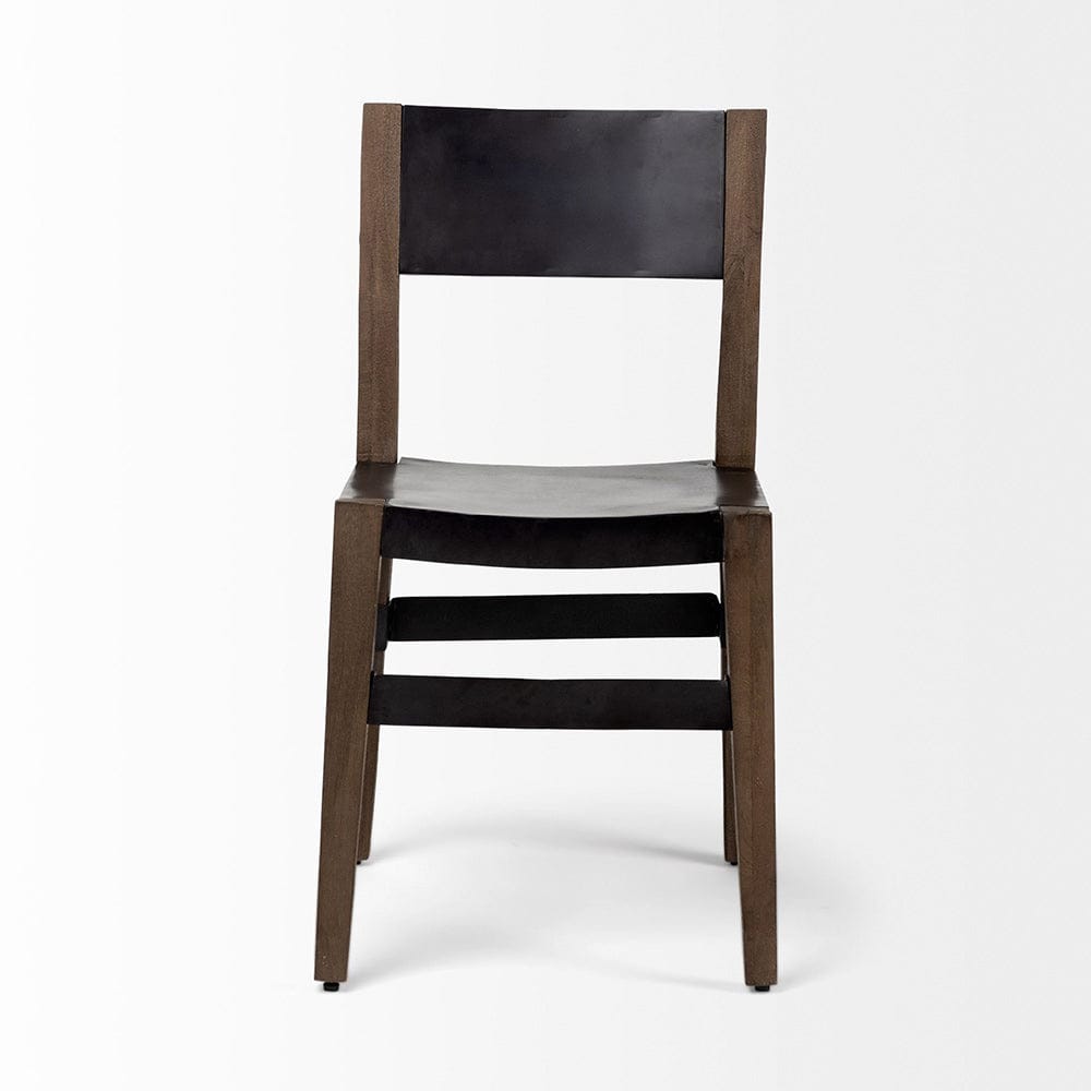 Mercana - Nell I Black Iron Seat Solid Brown Wooden Base Dining Chair - 67847 view 5