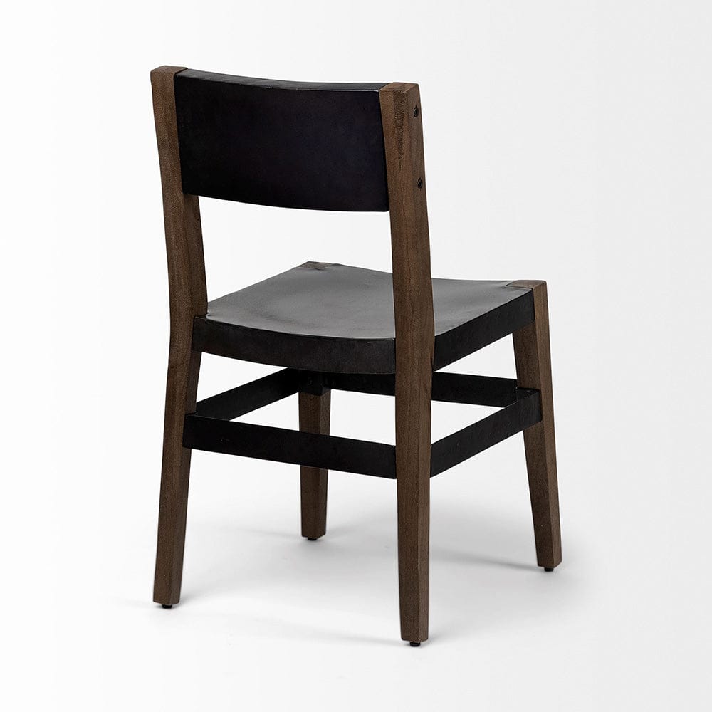 Mercana - Nell I Black Iron Seat Solid Brown Wooden Base Dining Chair - 67847 view 6