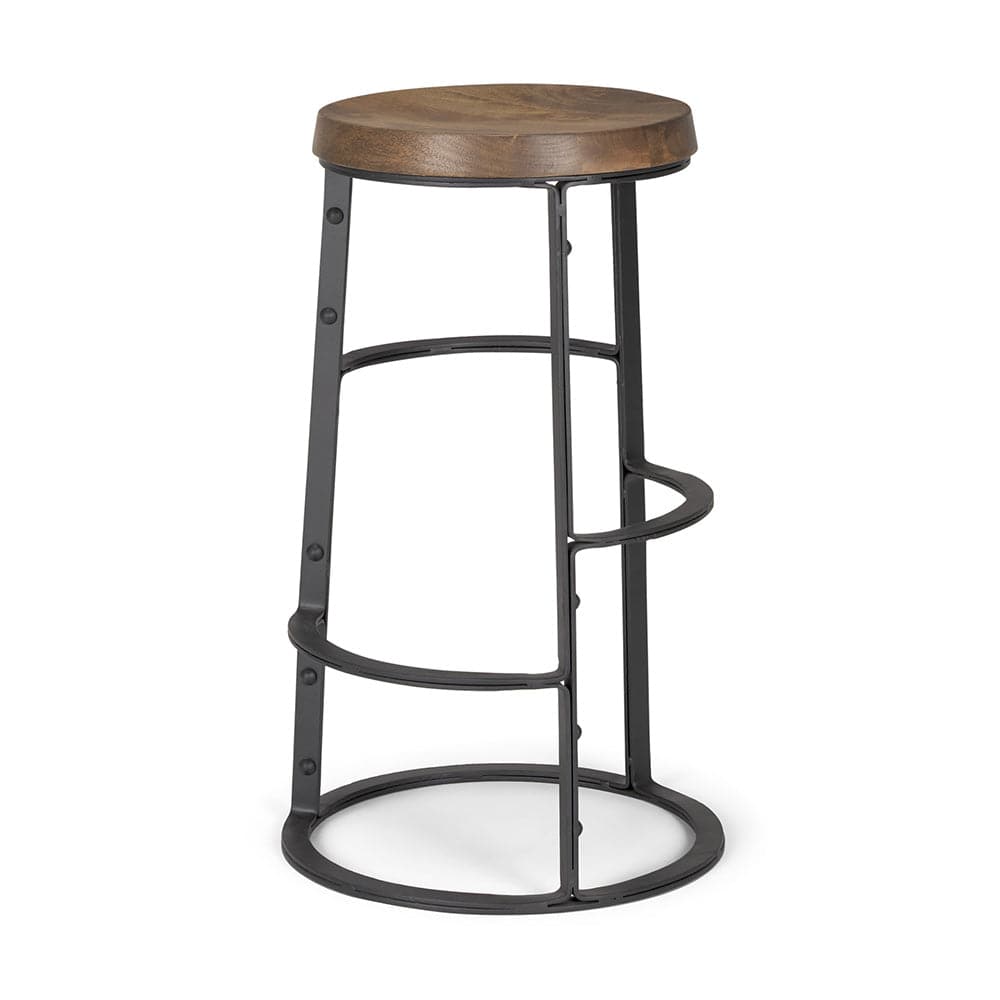 Mercana - Neo 26.3" Seat Height Brown Wood Seat Black Metal Frame Stool - 67903_CLOSEOUT view 1