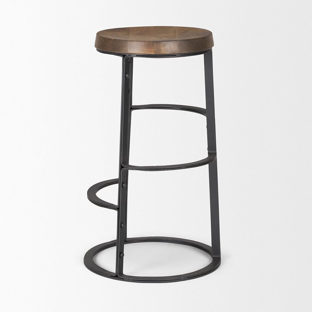 Mercana - Neo 26.3" Seat Height Brown Wood Seat Black Metal Frame Stool - 67903_CLOSEOUT view 3