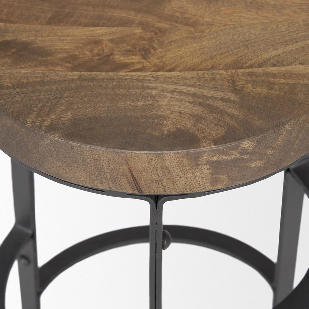 Mercana - Neo 26.3" Seat Height Brown Wood Seat Black Metal Frame Stool - 67903_CLOSEOUT view 4