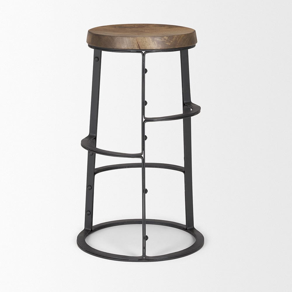 Mercana - Neo 26.3" Seat Height Brown Wood Seat Black Metal Frame Stool - 67903_CLOSEOUT view 5