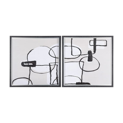 Mercana - Neutral Shapes I by Mercana Studio a Hand Embellished Textured Framed Art Print Matted under Glass - 14412 view 5