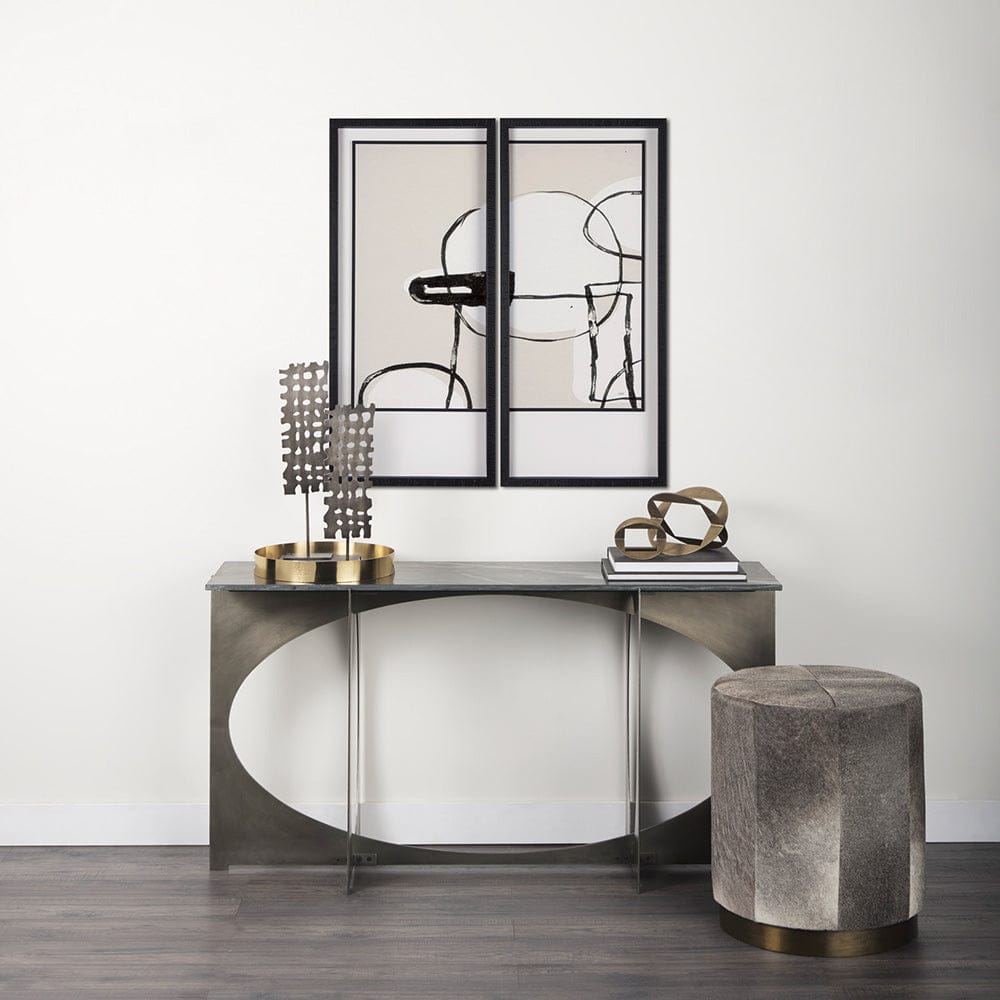 Mercana - Neutral Shapes I by Mercana Studio a Hand Embellished Textured Framed Art Print Matted under Glass - 14414 view 9