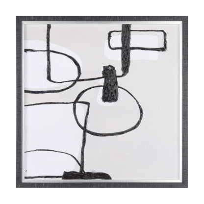 Mercana - Neutral Shapes II by Mercana Studio a Hand Embellished Textured Framed Art Print Matted under Glass - 14413 view 1