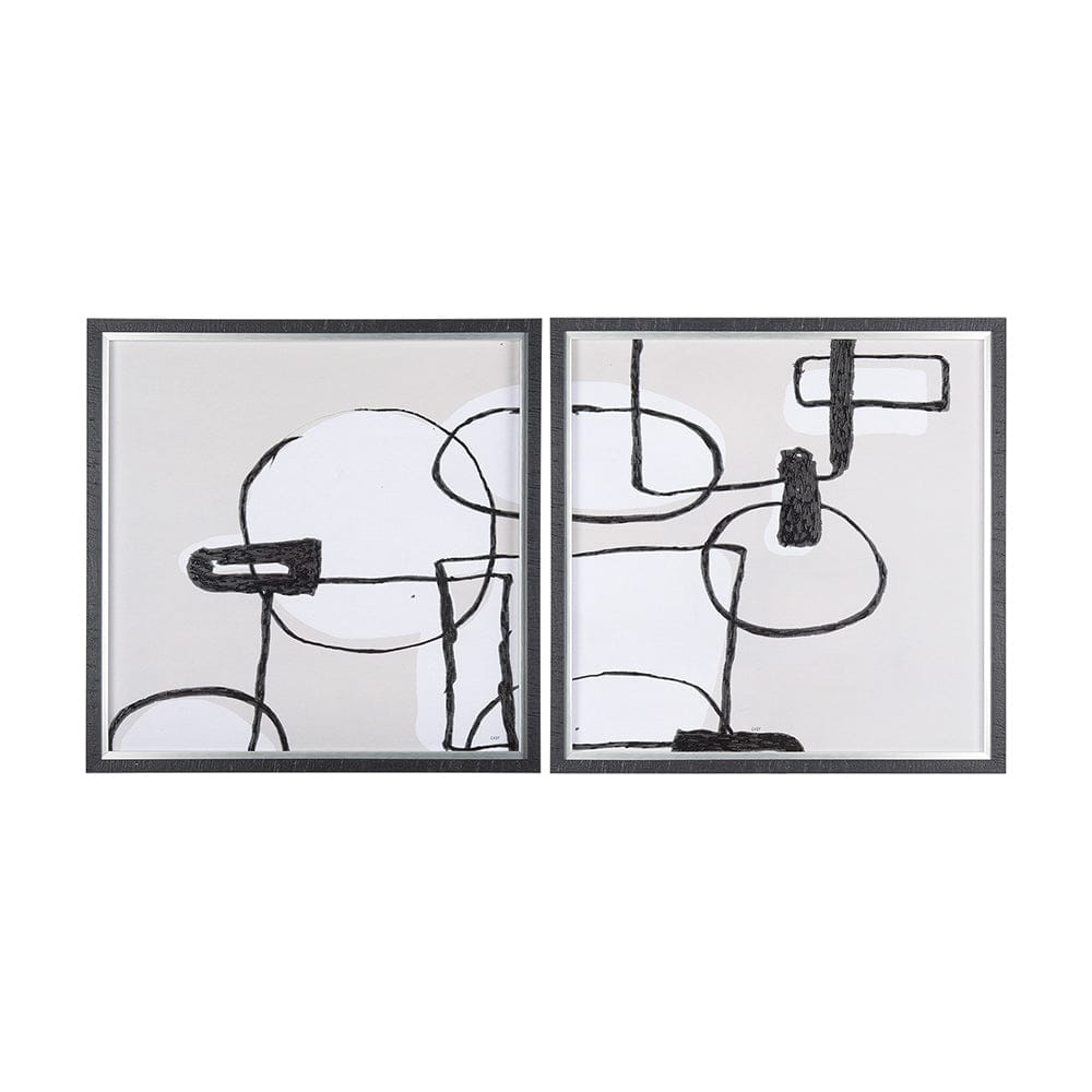 Mercana - Neutral Shapes II by Mercana Studio a Hand Embellished Textured Framed Art Print Matted under Glass - 14413 view 5