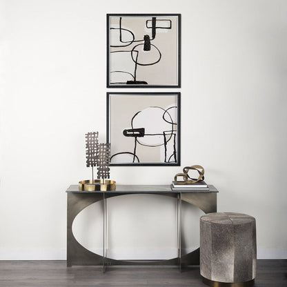Mercana - Neutral Shapes II by Mercana Studio a Hand Embellished Textured Framed Art Print Matted under Glass - 14413 view 9