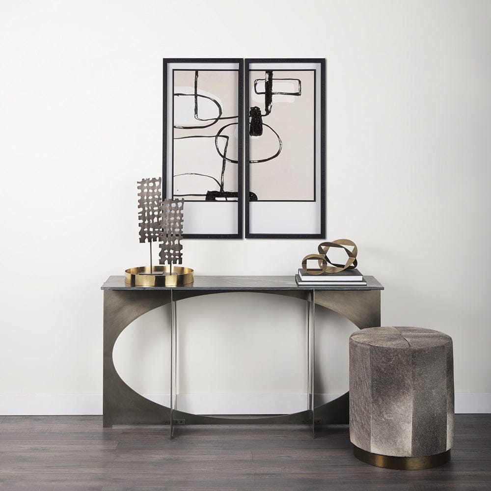 Mercana - Neutral Shapes II by Mercana Studio a Hand Embellished Textured Framed Art Print Matted under Glass - 14415 view 9