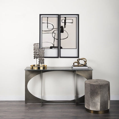 Mercana - Neutral Shapes II by Mercana Studio a Hand Embellished Textured Framed Art Print Matted under Glass - 14415 view 9