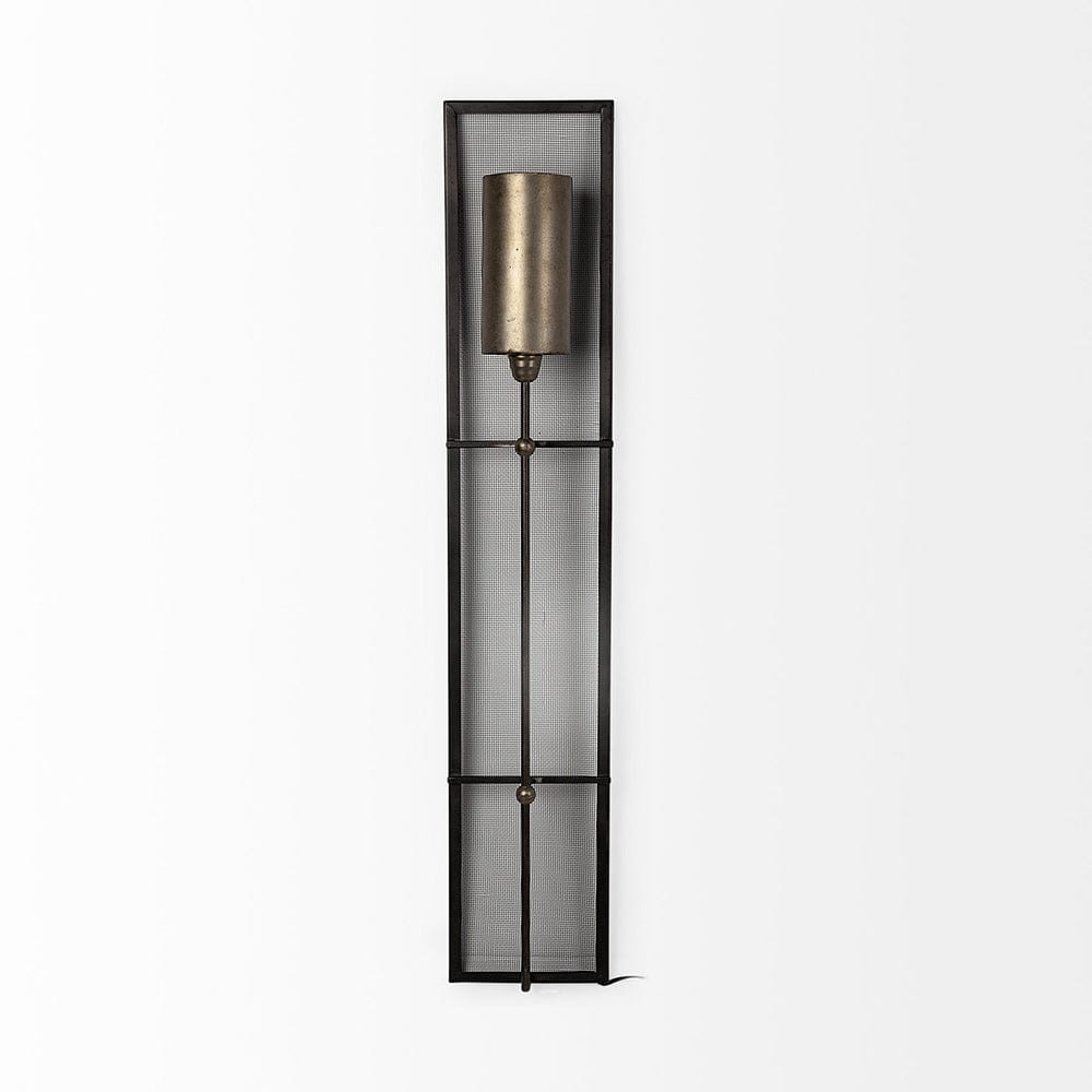 Mercana - Newcomb 7x53.5 Gold/Black Metal Meshed Rectangular Wall Sconce - 67950 view 3