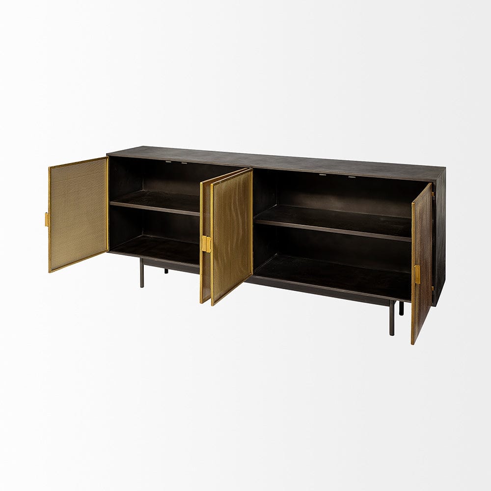 Mercana - Newsome II 79Lx16Wx33H Black and Gold Metal 4 Cabinet Door Sideboard - 68853 view 2