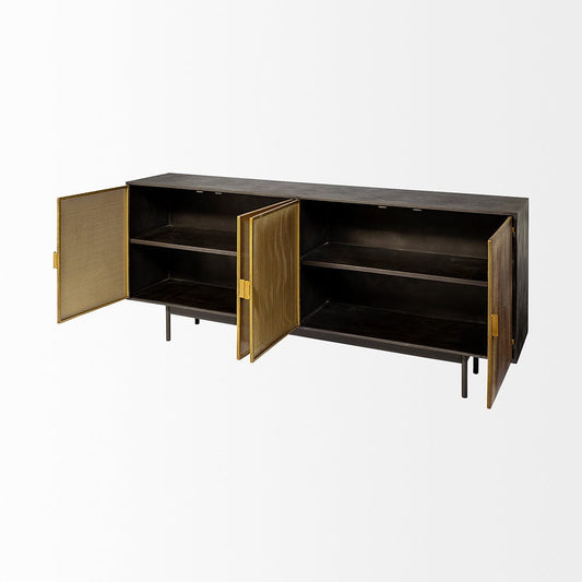Mercana - Newsome II 79Lx16Wx33H Black and Gold Metal 4 Cabinet Door Sideboard - 68853 view 2