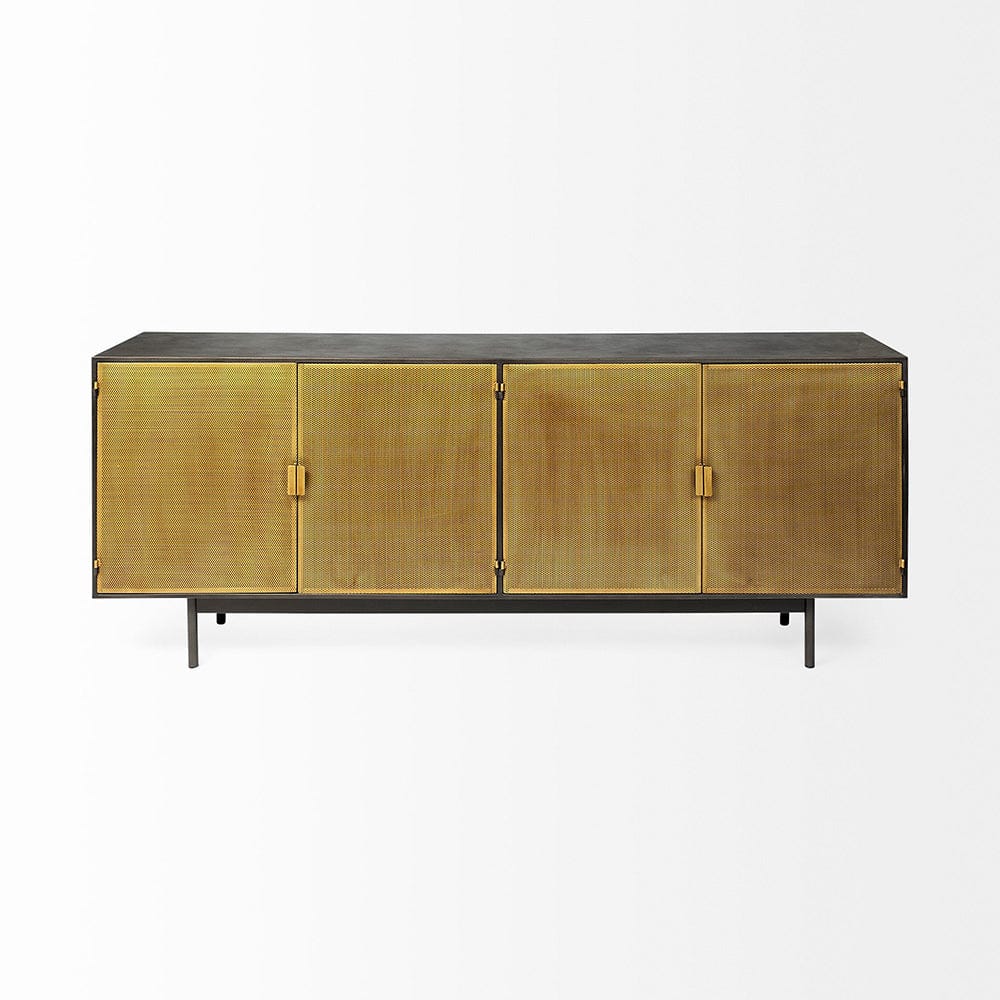 Mercana - Newsome II 79Lx16Wx33H Black and Gold Metal 4 Cabinet Door Sideboard - 68853 view 3