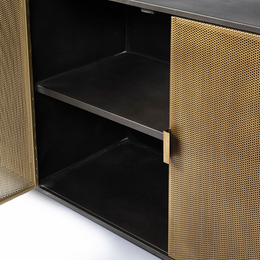 Mercana - Newsome II 79Lx16Wx33H Black and Gold Metal 4 Cabinet Door Sideboard - 68853 view 9
