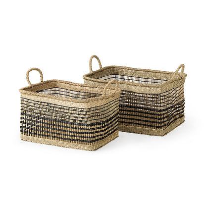 Mercana - Nia 18.5L x 13.4W x 14.6H Light Brown Seagrass Rectangular Basket with Handles (Set of 2) - 69610 view 1