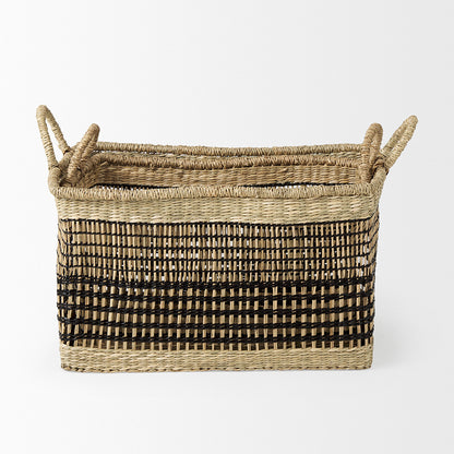 Mercana - Nia 18.5L x 13.4W x 14.6H Light Brown Seagrass Rectangular Basket with Handles (Set of 2) - 69610 view 4