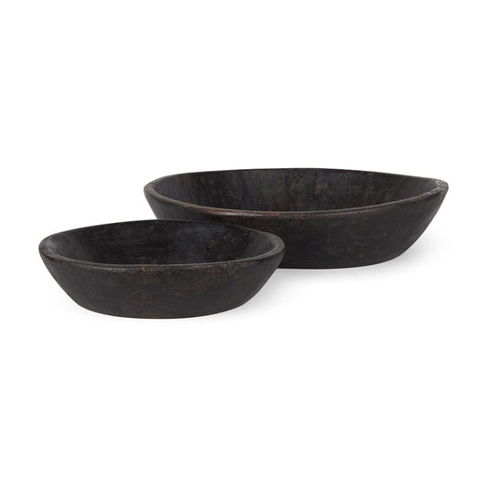 Mercana - Nikita Large Black-Brown Reclaimed Wood Bowls (Set of 2) - 70146 view 1