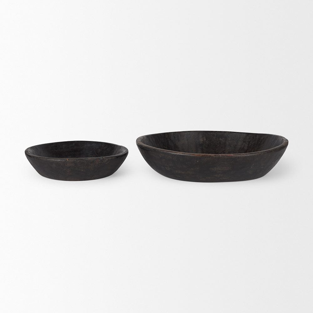 Mercana - Nikita Large Black-Brown Reclaimed Wood Bowls (Set of 2) - 70146 view 2