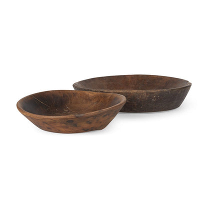 Mercana - Nikita Large Medium Brown Reclaimed Wood Bowls (Set of 2) - 70145 view 1