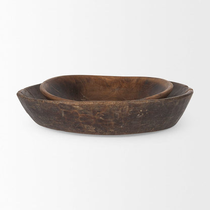 Mercana - Nikita Large Medium Brown Reclaimed Wood Bowls (Set of 2) - 70145 view 3
