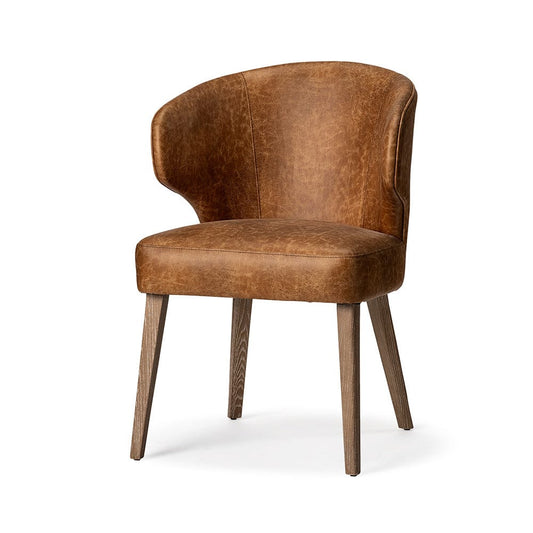 Mercana - Niles 22.5L x 24.0W x 32.0H Brown Faux Leather Seat W/Brown Wooden Legs Wingback Dining Chair - 68323 view 1