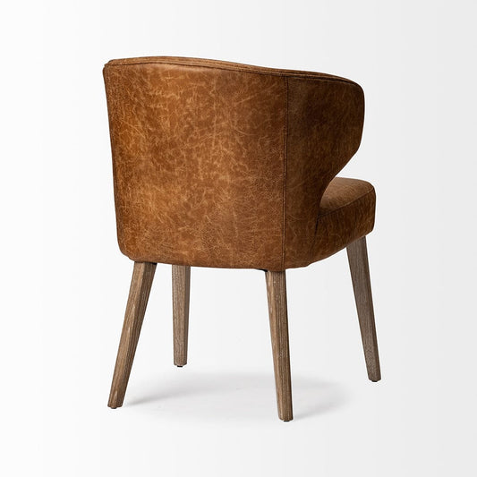Mercana - Niles 22.5L x 24.0W x 32.0H Brown Faux Leather Seat W/Brown Wooden Legs Wingback Dining Chair - 68323 view 2