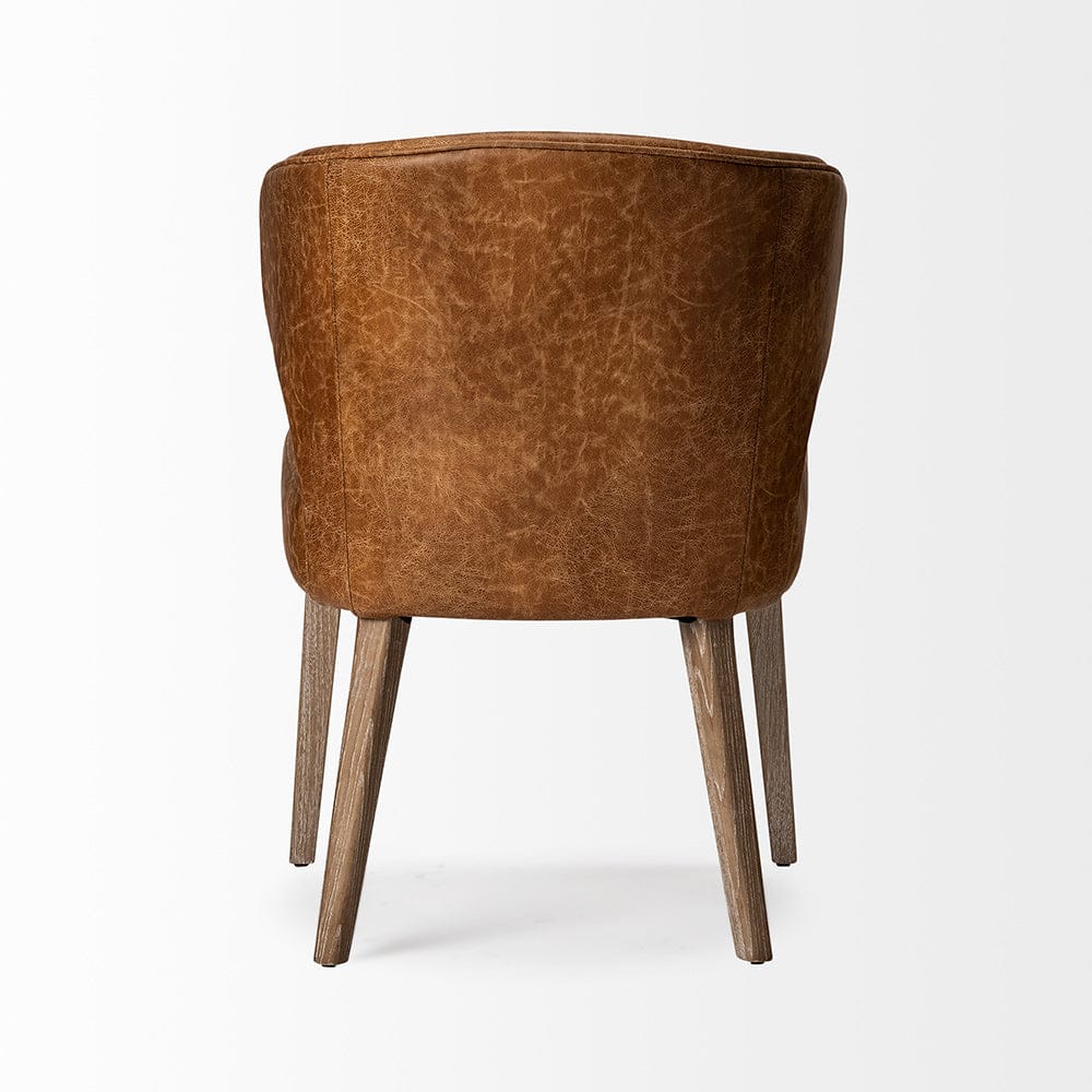 Mercana - Niles 22.5L x 24.0W x 32.0H Brown Faux Leather Seat W/Brown Wooden Legs Wingback Dining Chair - 68323 view 3