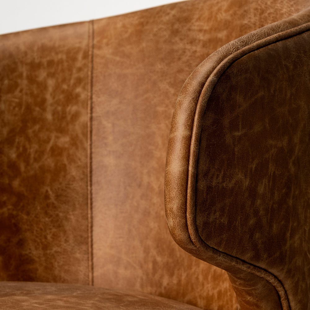 Mercana - Niles 22.5L x 24.0W x 32.0H Brown Faux Leather Seat W/Brown Wooden Legs Wingback Dining Chair - 68323 view 7