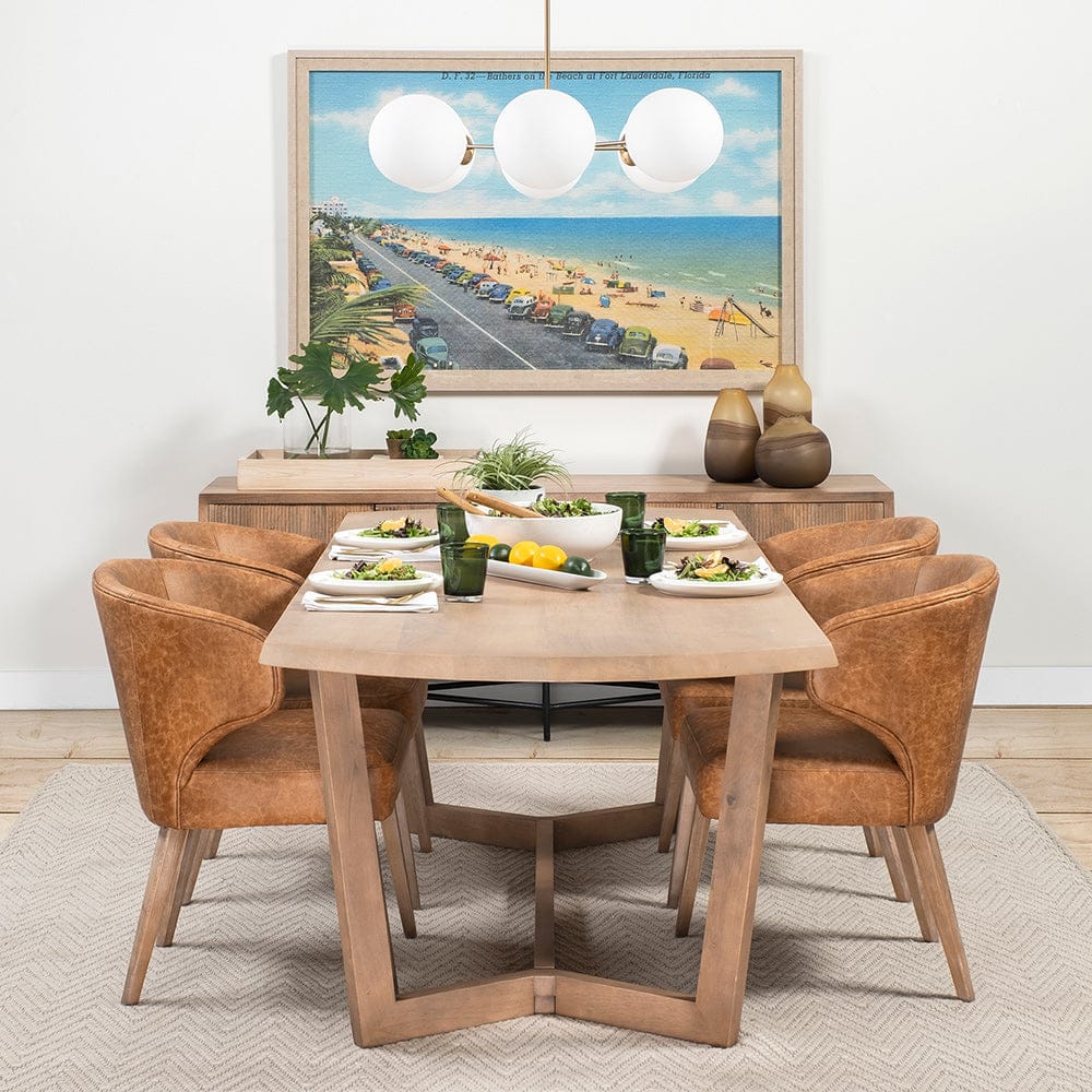 Mercana - Niles 22.5L x 24.0W x 32.0H Brown Faux Leather Seat W/Brown Wooden Legs Wingback Dining Chair - 68323 view 8