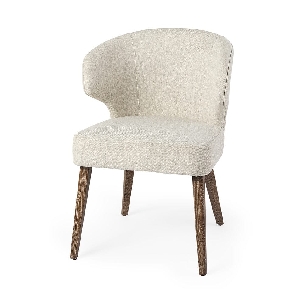 Mercana - Niles 22.5L x 24.0W x 32.0H Cream Fabric Seat W/ Medium Brown Wooden Legs Wingback Dining Chair - 69398 view 1